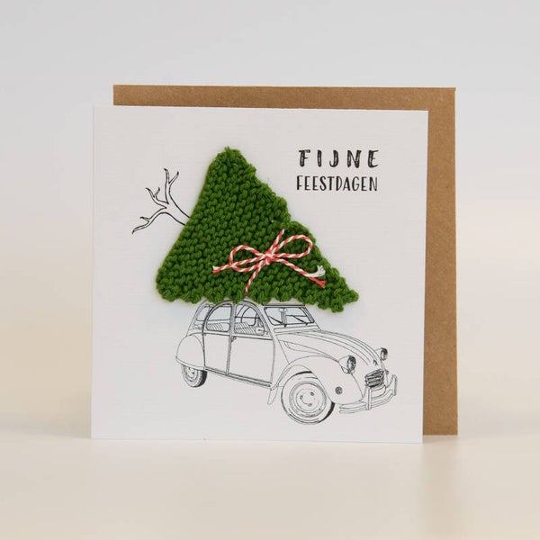 Kerstkaart Lelijke Eend, 2CV