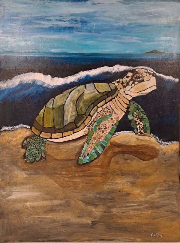 GALERIE Schilderij 'Schildpad' van Corina Vogelzang NIEUW