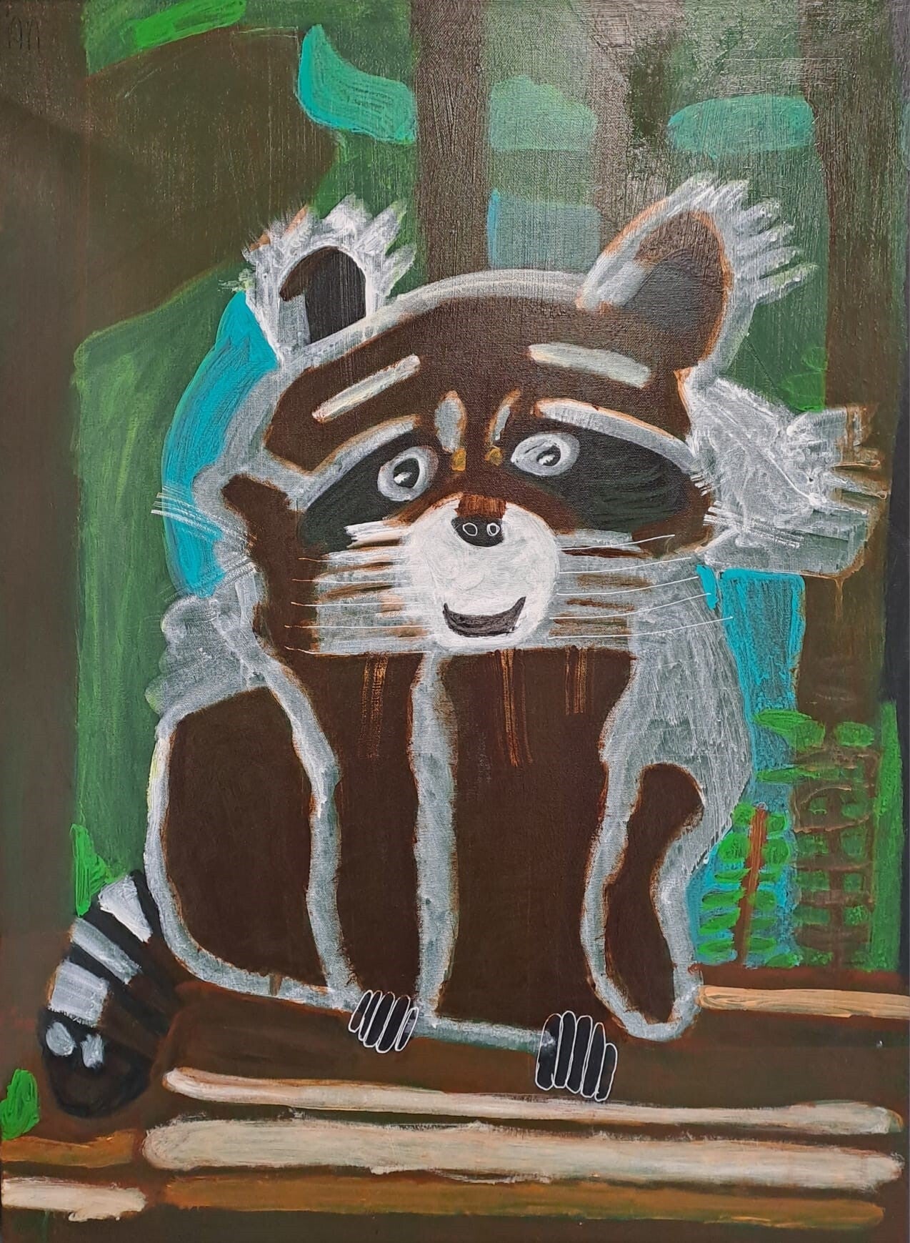 GALERIE Schilderij 'Wasbeer' Julian van Rijn