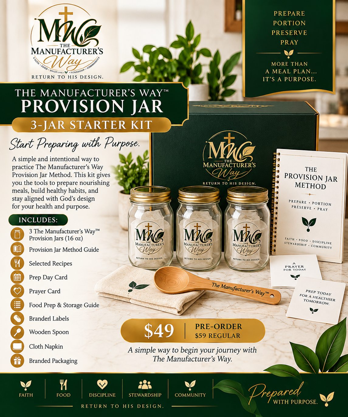 THE MANUFACTURER’S WAY™ PROVISION JAR 3-JAR STARTER KIT