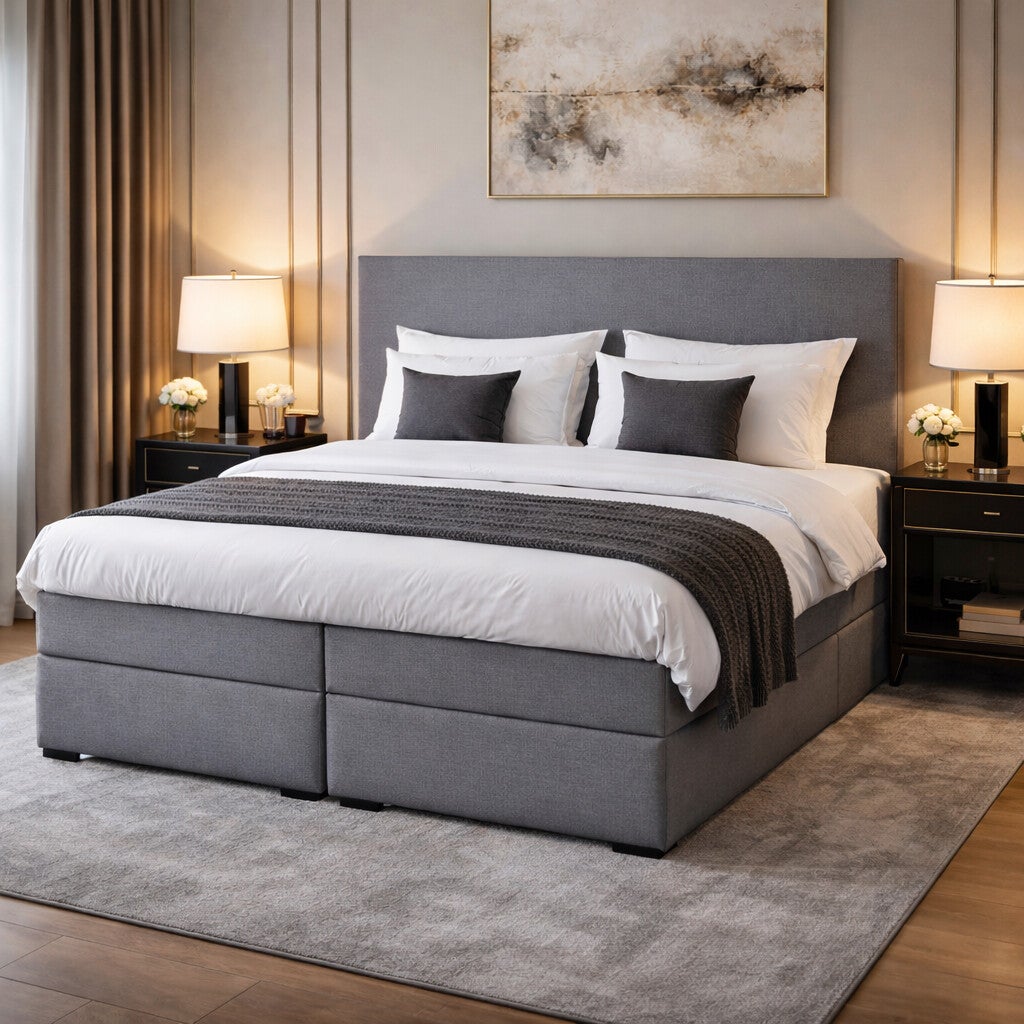 Boxspring Almere OP MAAT (Verkrijgbaar in diverse soorten stoffen en kleuren en ook in meegestoffeerd matras!)