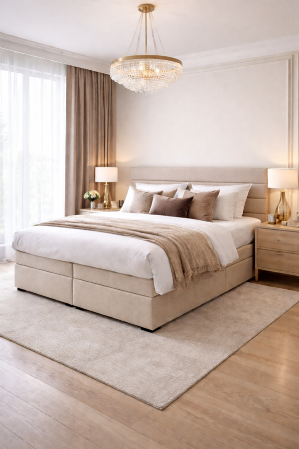 Boxspring Woudenberg OP MAAT (Verkrijgbaar in diverse soorten stoffen en kleuren en ook in meegestoffeerd matras!)