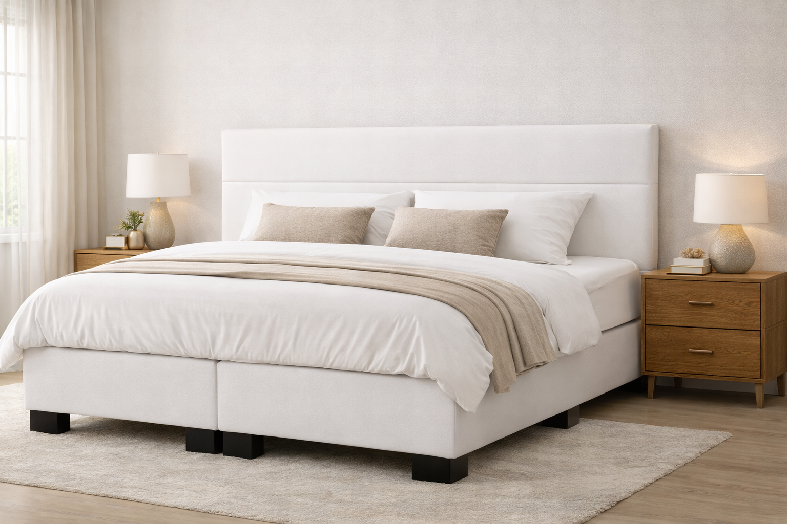 Boxspring Beuningen OP MAAT (Verkrijgbaar in diverse soorten stoffen en kleuren en ook in meegestoffeerd matras!)