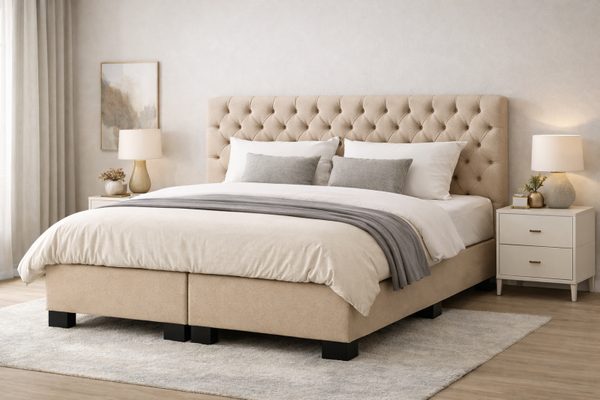 Boxspring Leersum OP MAAT (Verkrijgbaar in diverse soorten stoffen en kleuren en ook in meegestoffeerd matras!)