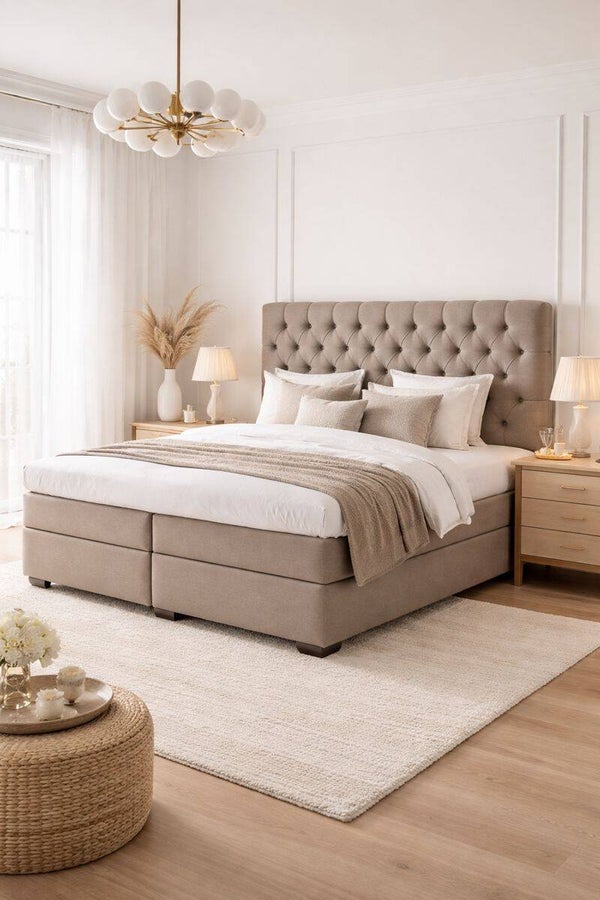 Boxspring Oss OP MAAT (Verkrijgbaar in diverse soorten stoffen en kleuren en ook in meegestoffeerd matras!)