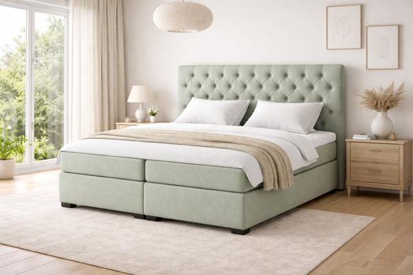 Boxspring Den Bosch OP MAAT (Verkrijgbaar in diverse soorten stoffen en kleuren en ook in meegestoffeerd matras!)