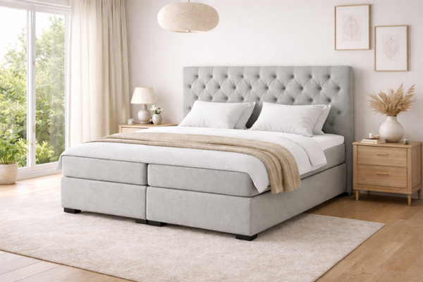Boxspring Wageningen OP MAAT (Verkrijgbaar in diverse soorten stoffen en kleuren en ook in meegestoffeerd matras!)