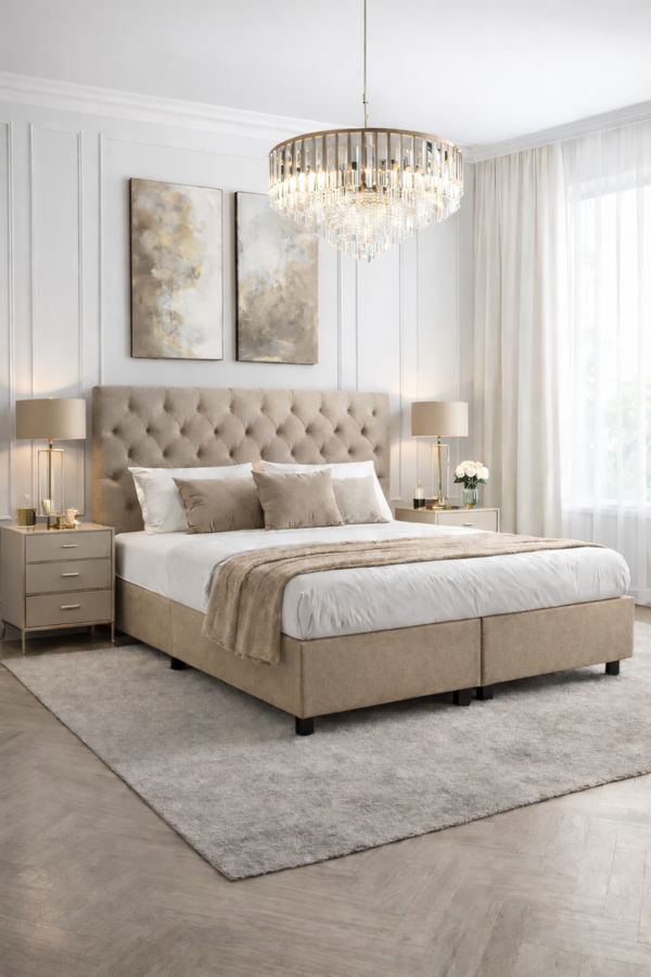 Boxspring Nunspeet OP MAAT (Verkrijgbaar in diverse soorten stoffen en kleuren en ook in meegestoffeerd matras!)