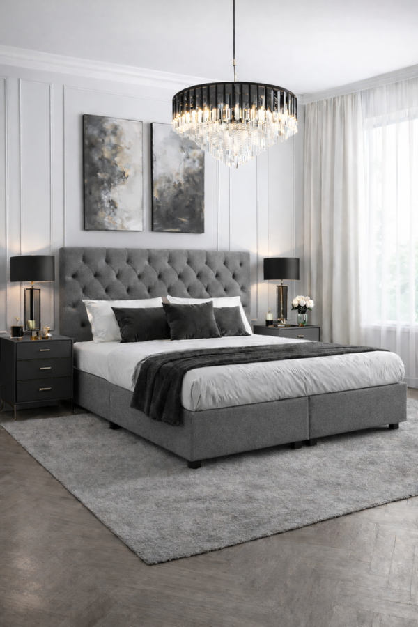 Boxspring Maurik OP MAAT (Verkrijgbaar in diverse soorten stoffen en kleuren en ook in meegestoffeerd matras!)