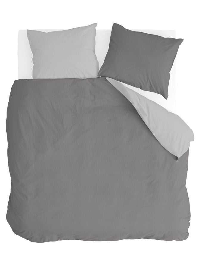 BYRKLUND Dekbedovertrek Side Way Antraciet / Licht Grijs