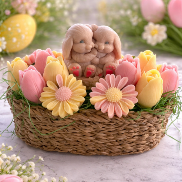 Panier de Pâques couple lapin