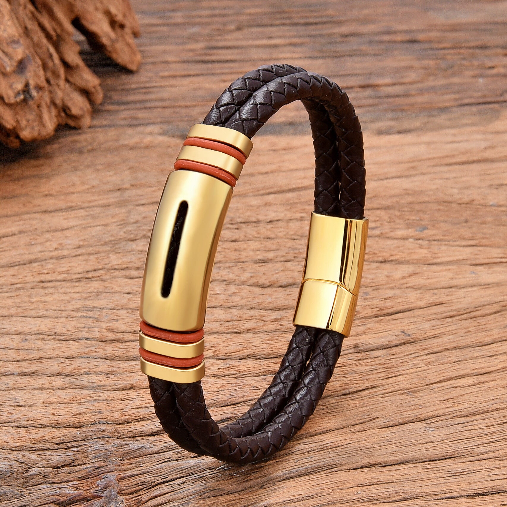 Bracelet en Cuir Tissé en Acier Inoxydable pour Homme, Bijoux de Luxe, Punk, de Haute Qualité, Nouvelle Collection