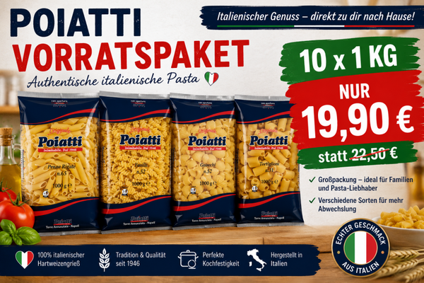 🇮🇹 Poiatti Vorratspaket – 10 × 1 kg Pasta nach Wahl