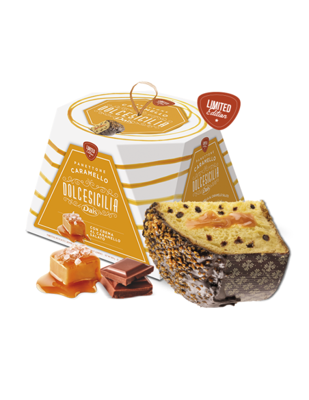 🍯 DolceSicilia Dais Panettone al Caramello Salato – Italienischer Weihnachtskuchen mit Salzkaramell (800 g, Limited Edition)