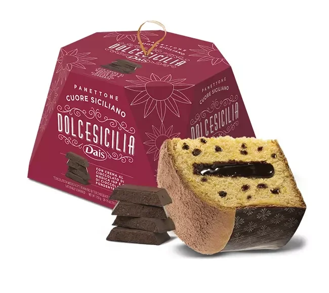 🍫 DolceSicilia Dais Panettone Fondente – Italienischer Weihnachtskuchen mit Zartbitterschokolade (800 g)