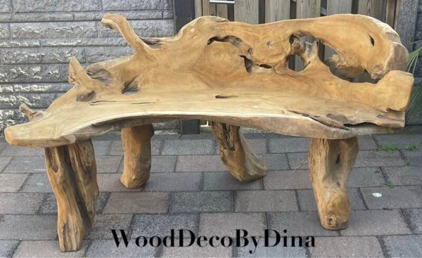 (2) Handgemaakte wortel houten bank