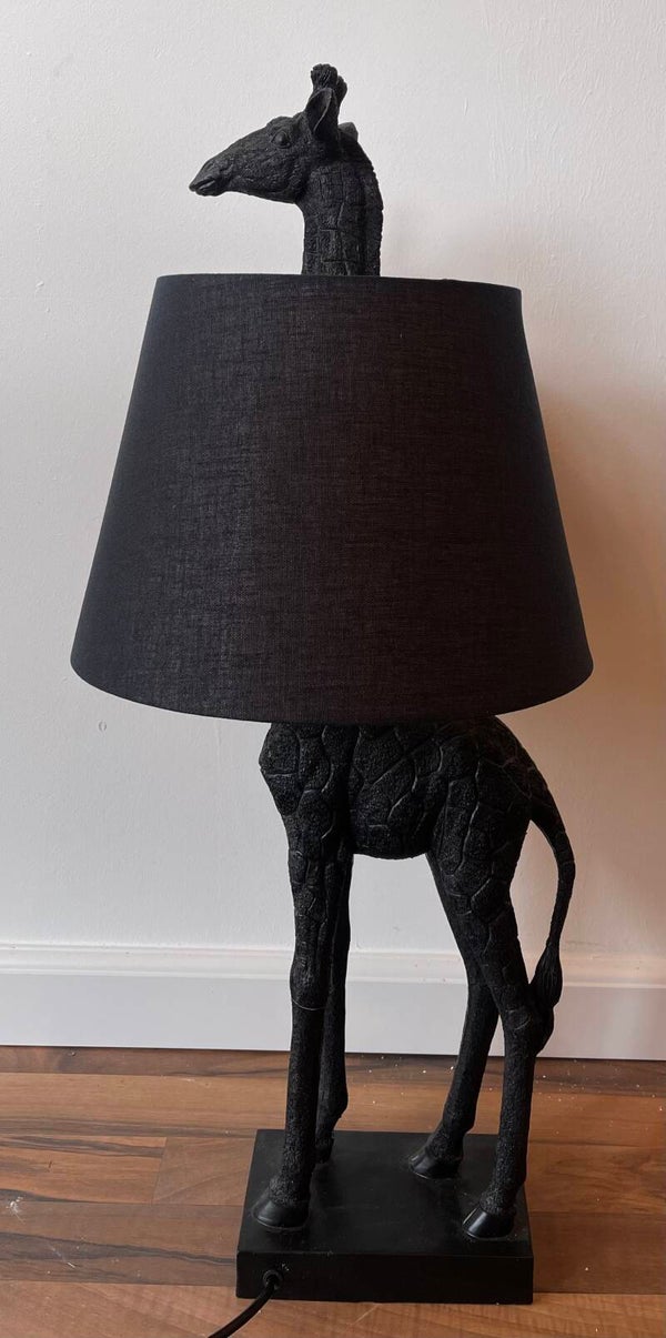 Zwarte giraffe vloer of tafellamp + lampenkap