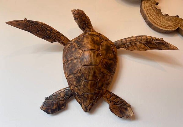 Handgemaakte houten schildpad - GROOT