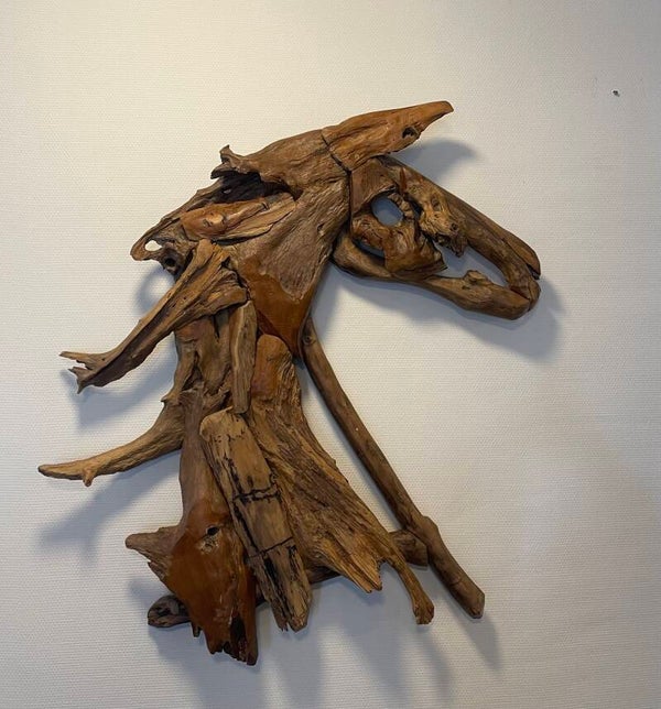 Handgemaakt houten paardenhoofd voor aan de wand - XL