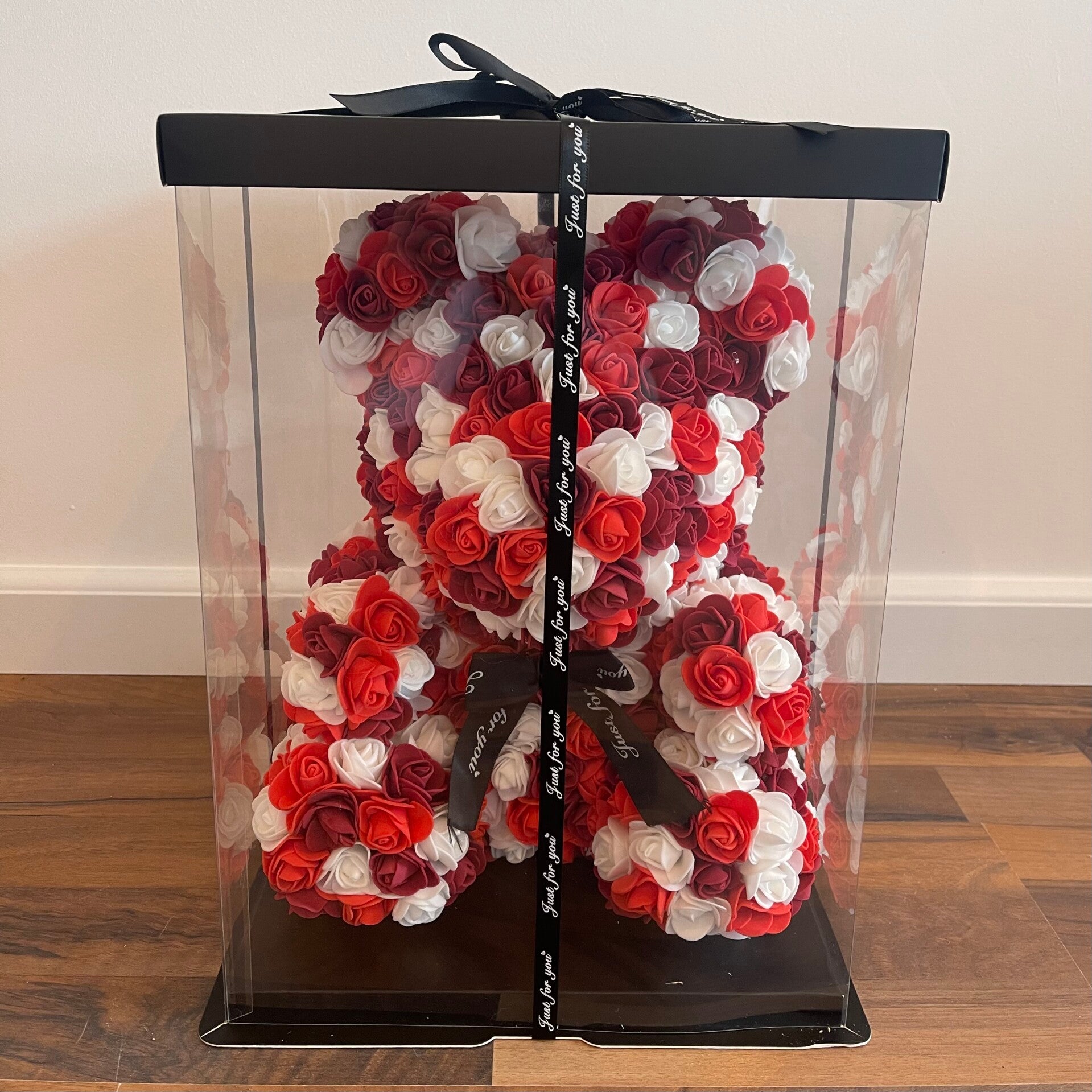 1) Rozen beer (40cm) in luxe geschenk-doos