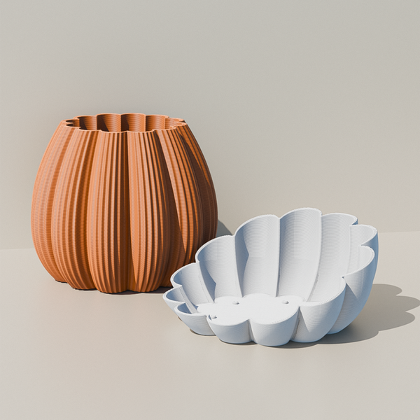 Organic Fluted Planter & Scallop Base Set | Marina Planter (Mini)