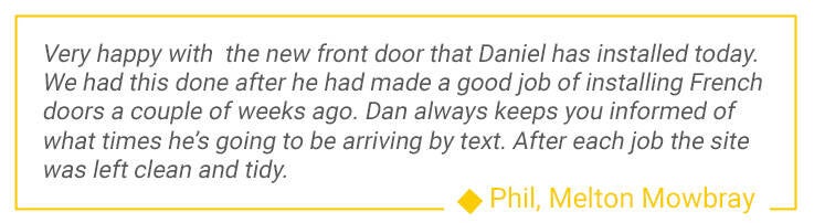 Image of a review from a door fitting in Melton Mowbray