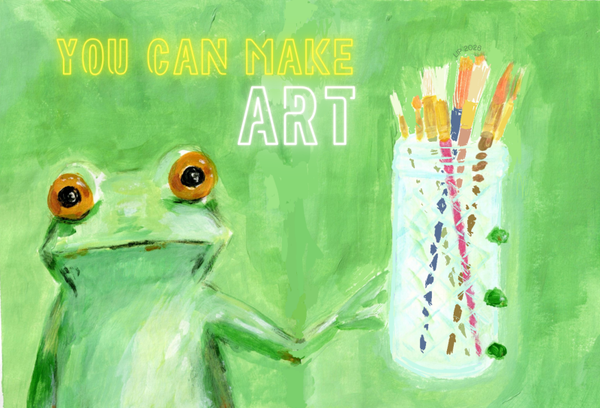 Frog & Brushes 12” x 18” Art Print