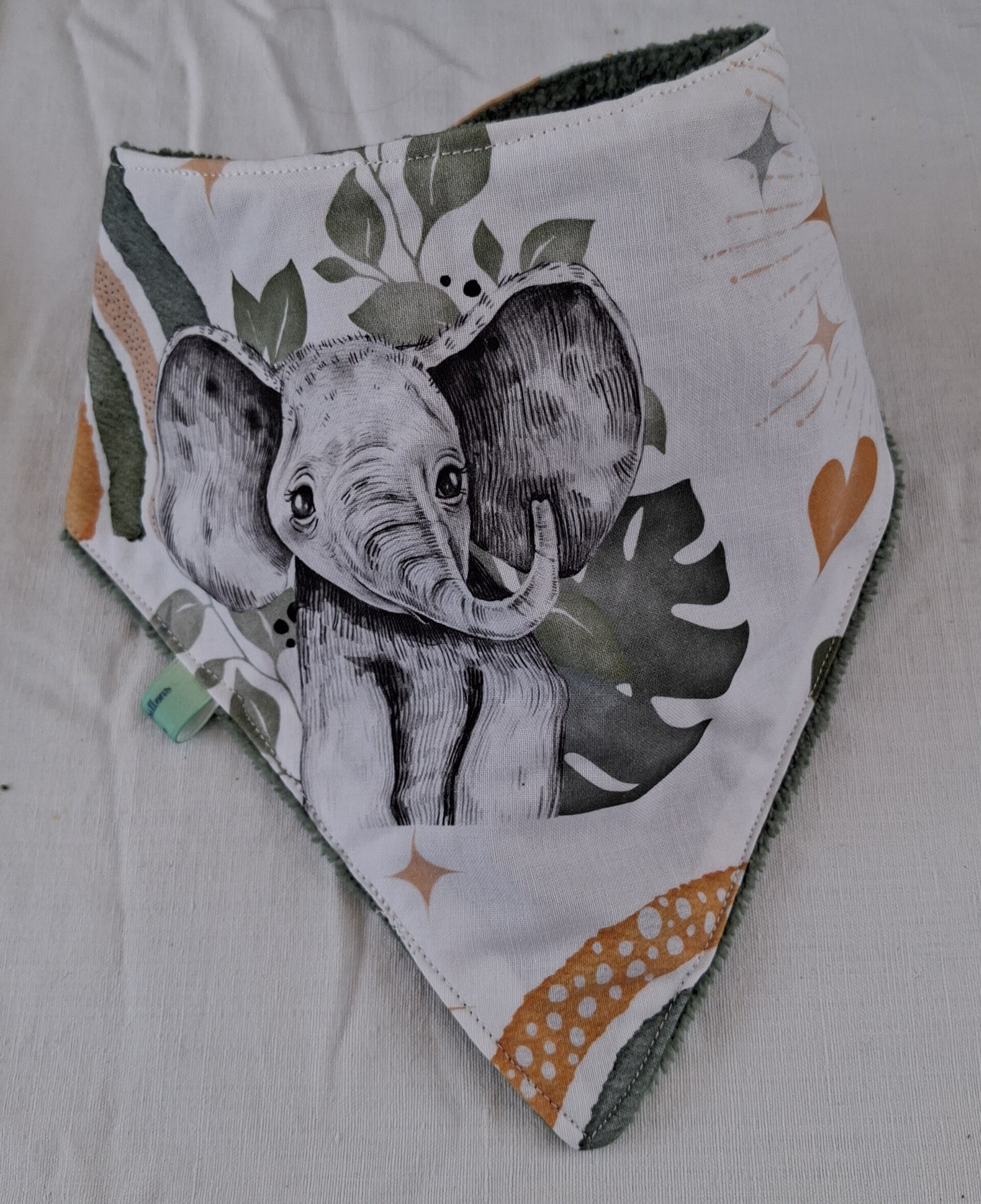 Bavoir bandana savane vert/orange