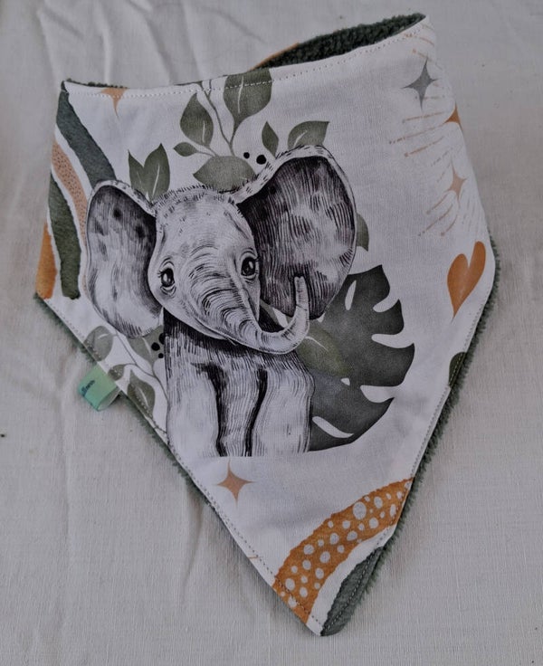 Bavoir bandana savane vert/orange