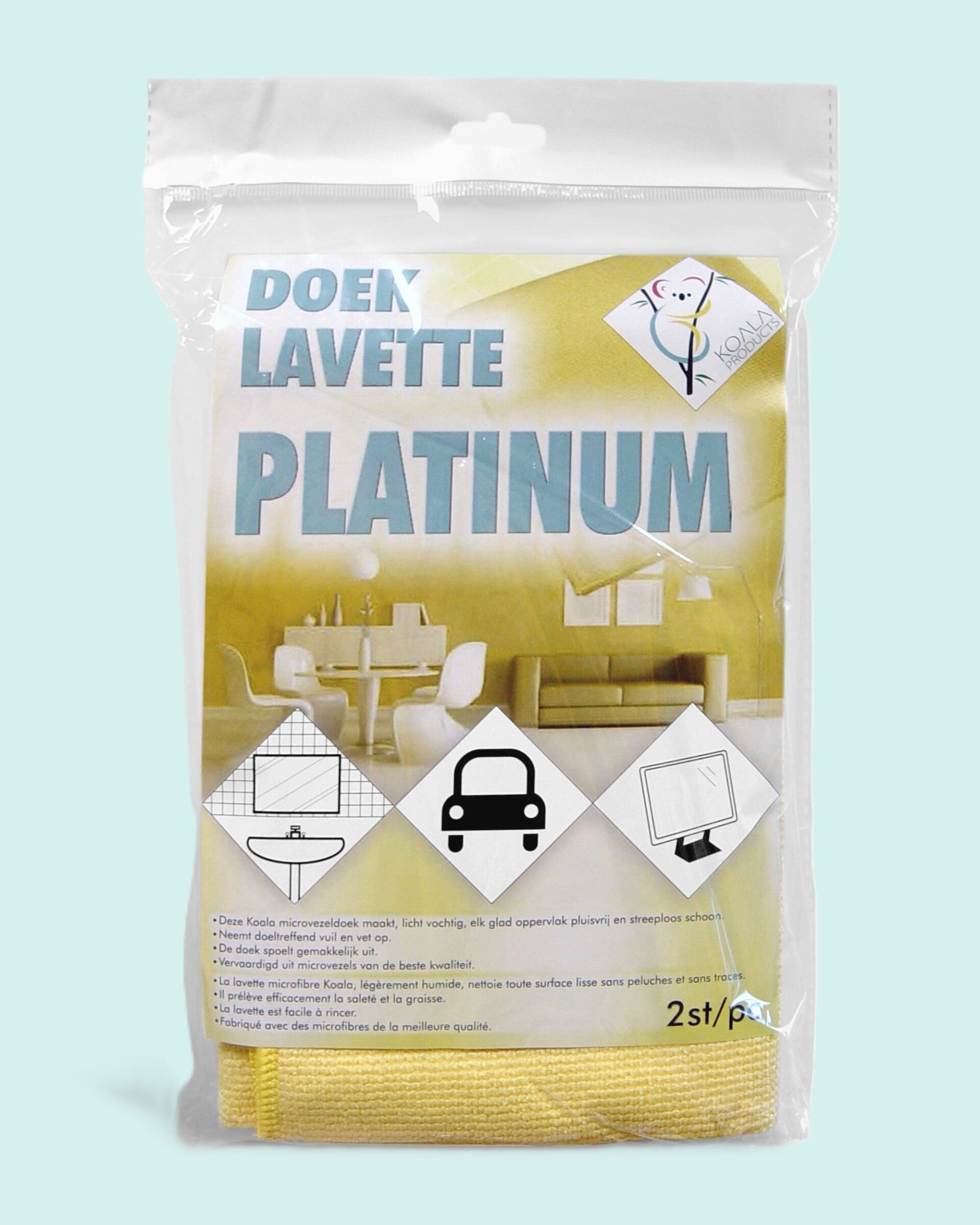 Microvezeldoek Platinum 40x40cm geel of blauw