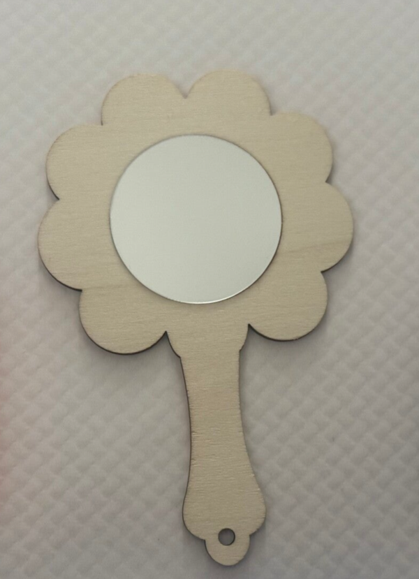 Holdable Wooden Mirror (style may vary from picture)