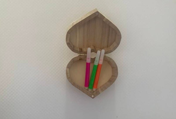 Small Wooden Heart Shape Storage Chest
