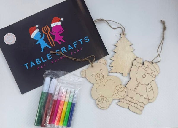 3 Hanging ornament Christmas Kit - Father Christmas, Christmas Tree and Teddy