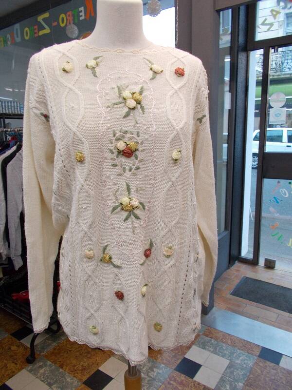 Pull écru - Excellence Blanche Porte - Taille 42/44 - Réf : 6097