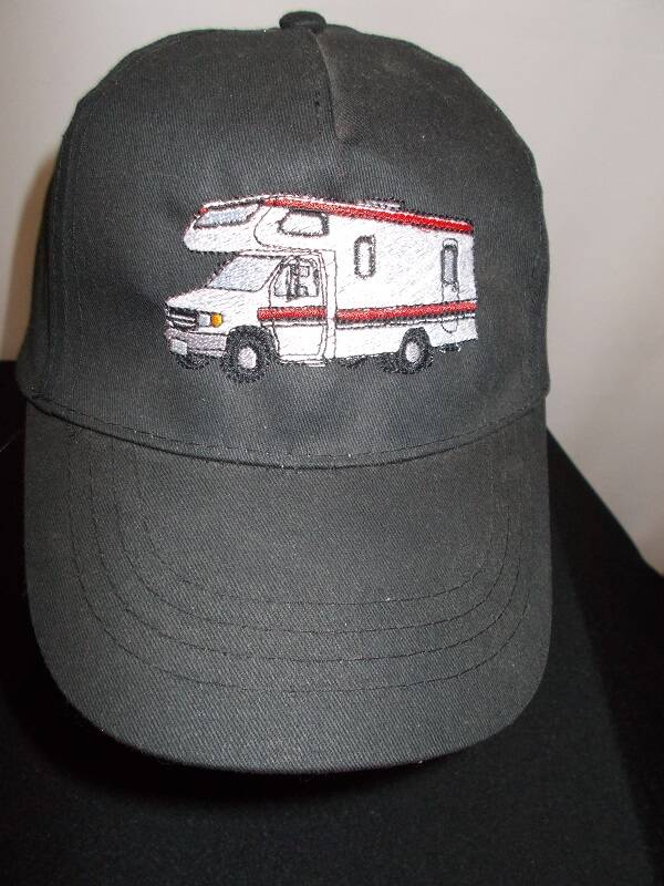 Casquette brodée " Camping car " - Création artisanale - Réf : Syl 3