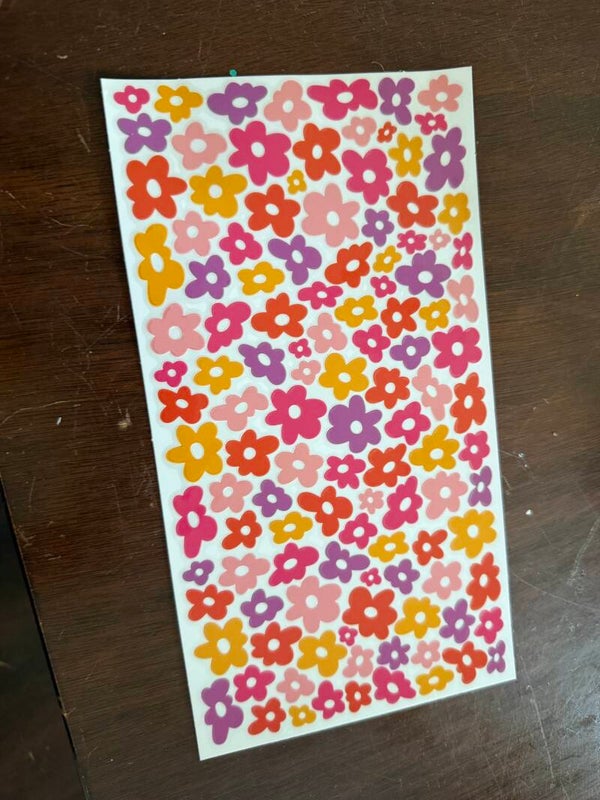 Yellow, bright, pink light pink flowers