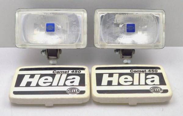 set à 2 Hella Comet 450 verstralers schijnwerpers met beschermkappen
