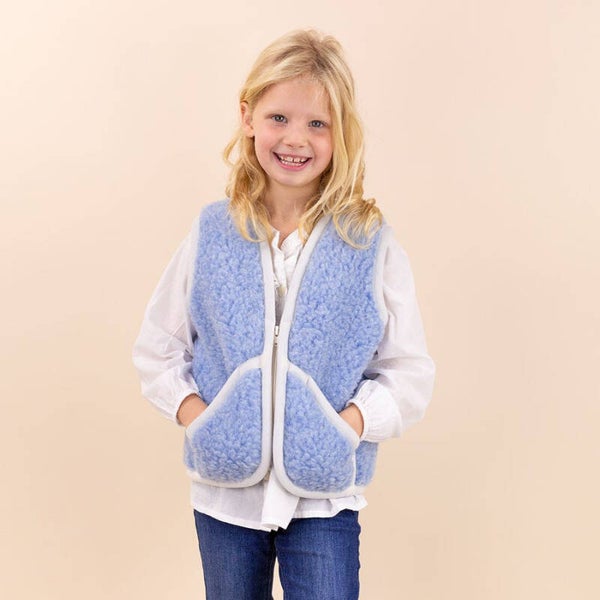 Wollen vestje met rits kids blauw