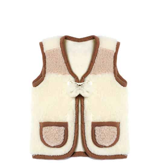 Kids vest wool multi pompom