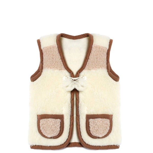 Kids vest wool multi pompom