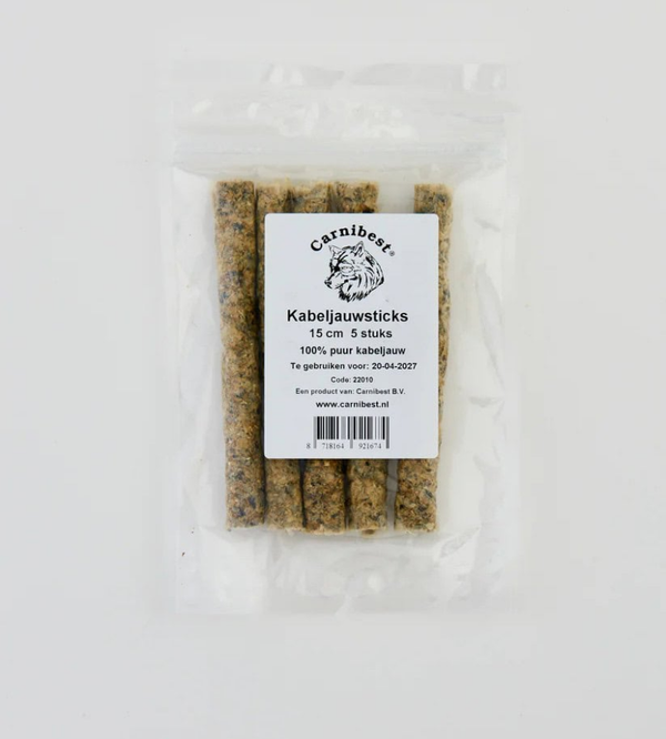 Carnibest Kabeljouwsticks 15 cm (5 stuks)