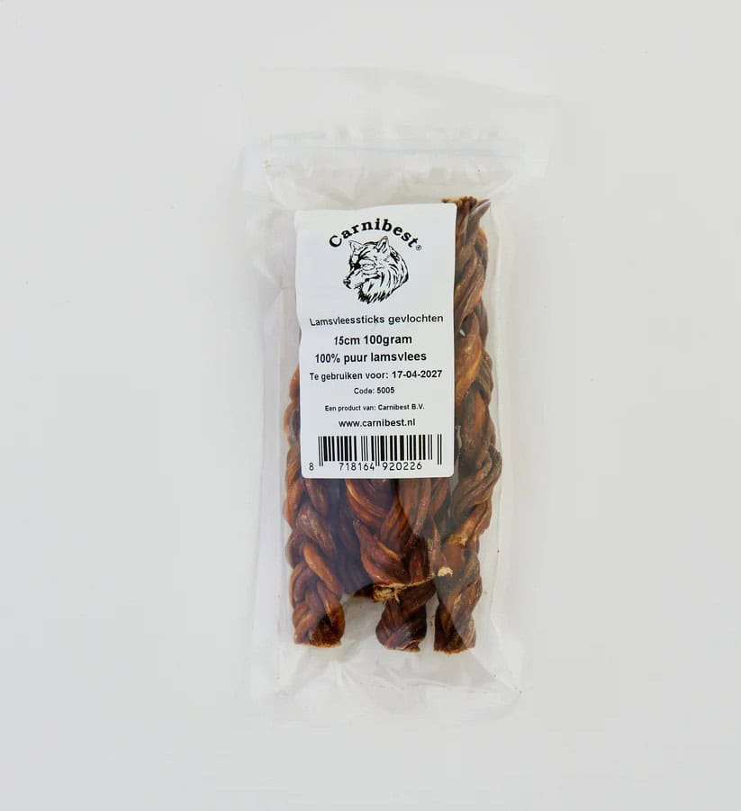Carnibest Lams vleessticks gevlochten 100gr