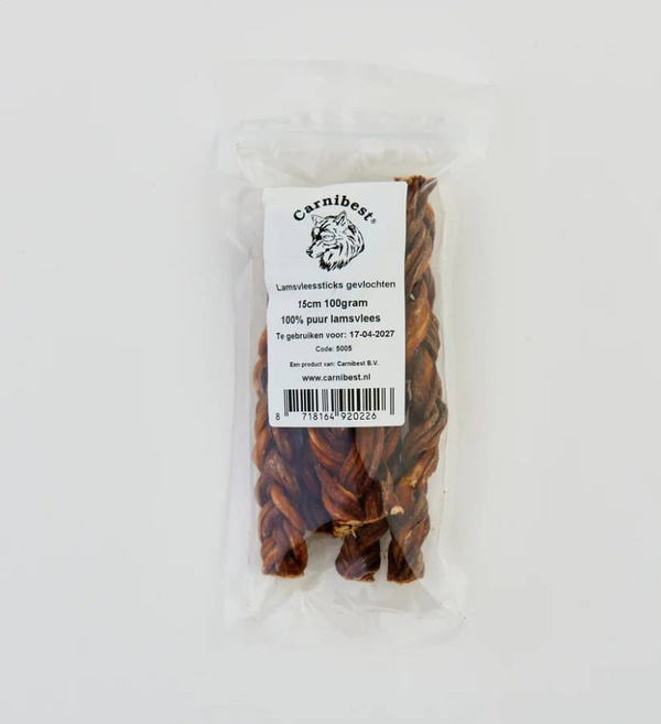Carnibest Lams vleessticks gevlochten 100gr
