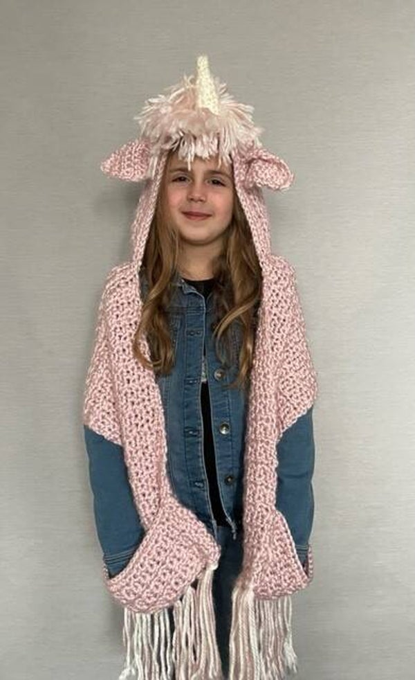 Unicorn sjaal-muts roze