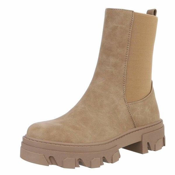 Beige Hoge Chelsea Boots