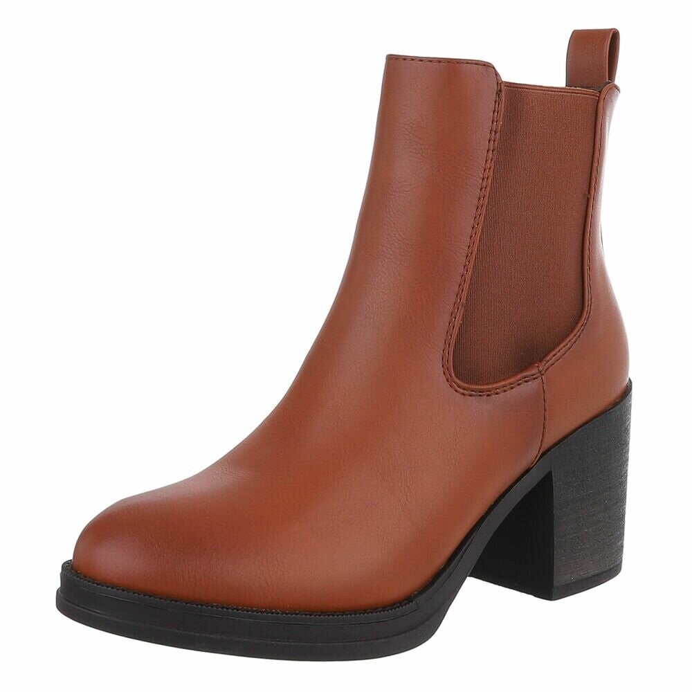 Camel Chelsea Boots met Blokhak