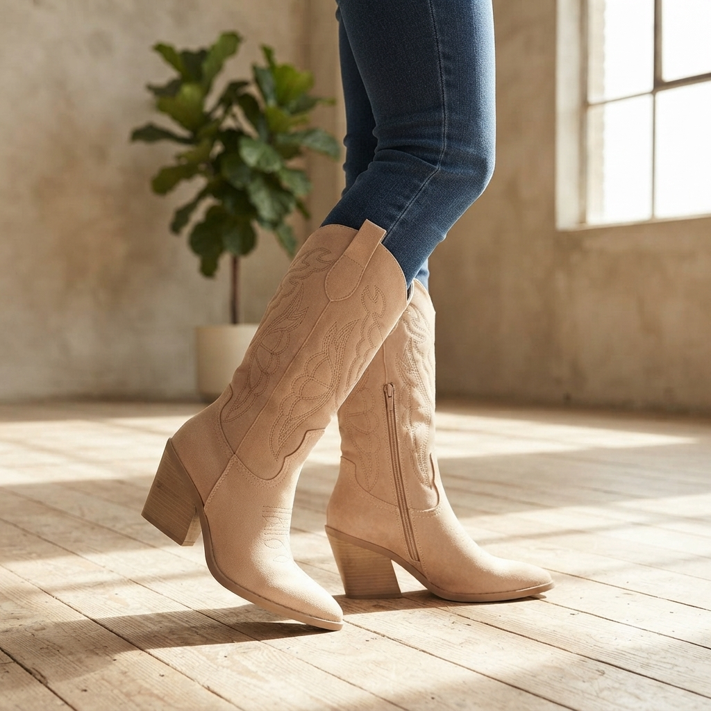 Westernboots met contrastborduursel