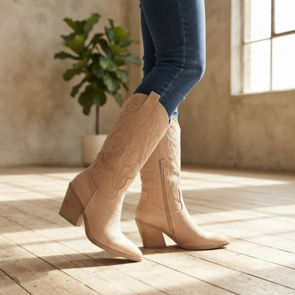 Westernboots met contrastborduursel