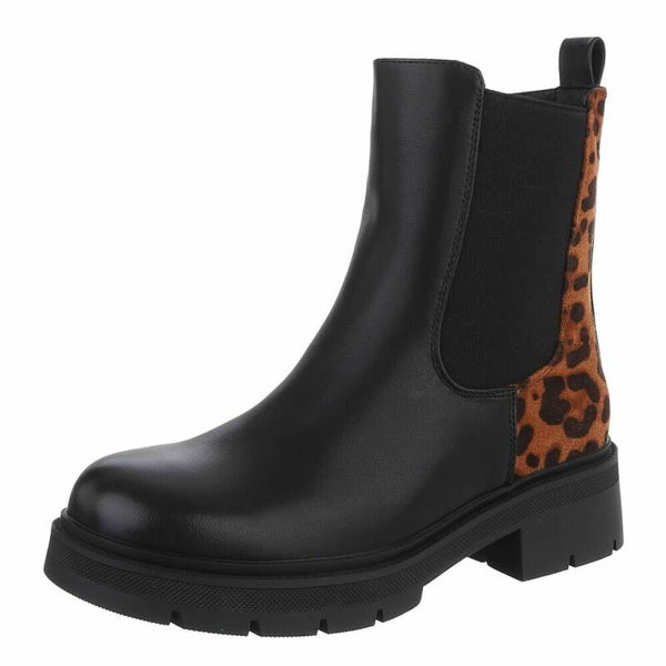 Zwarte Chelsea Boots met Panterprint