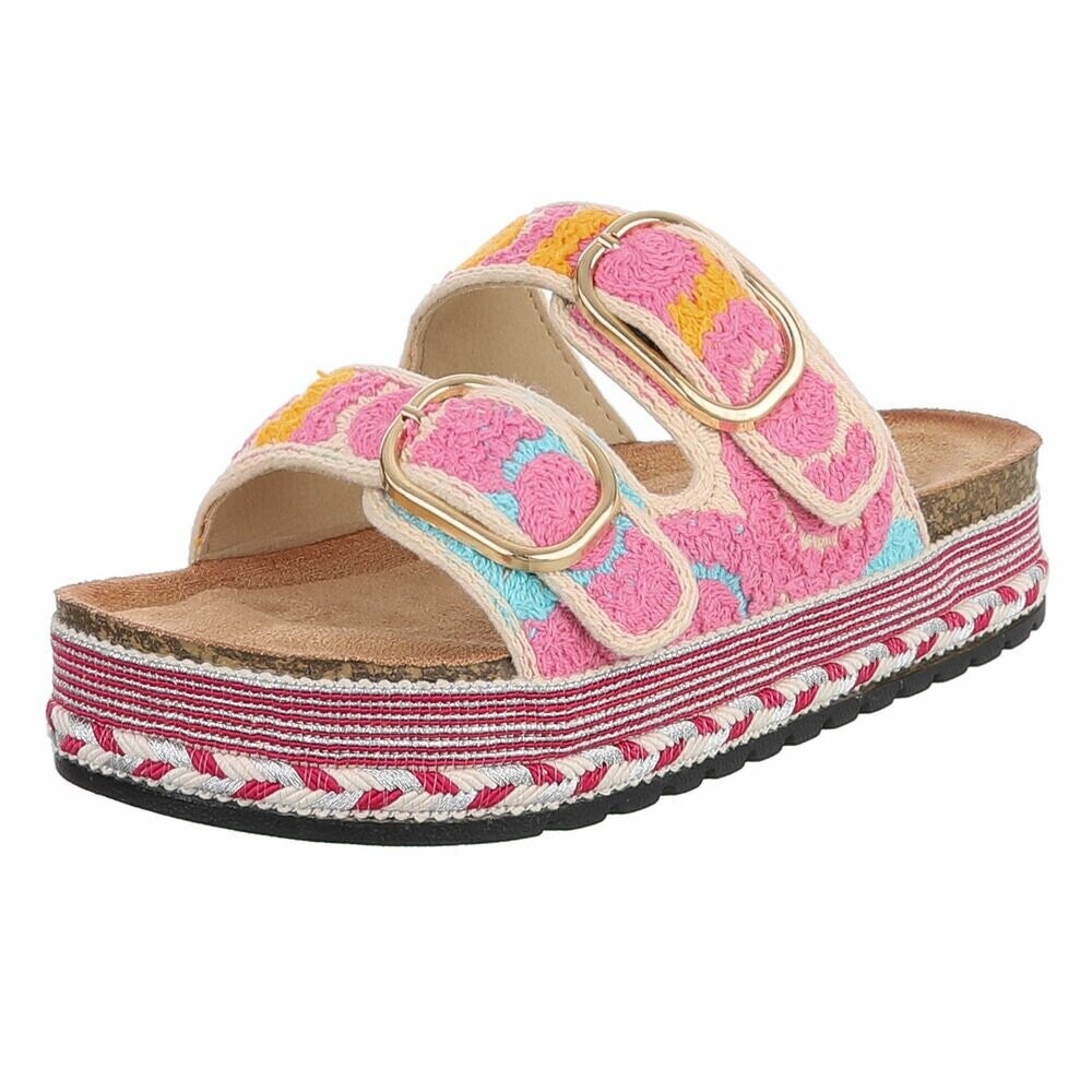 Flora Crochet Platform Slide